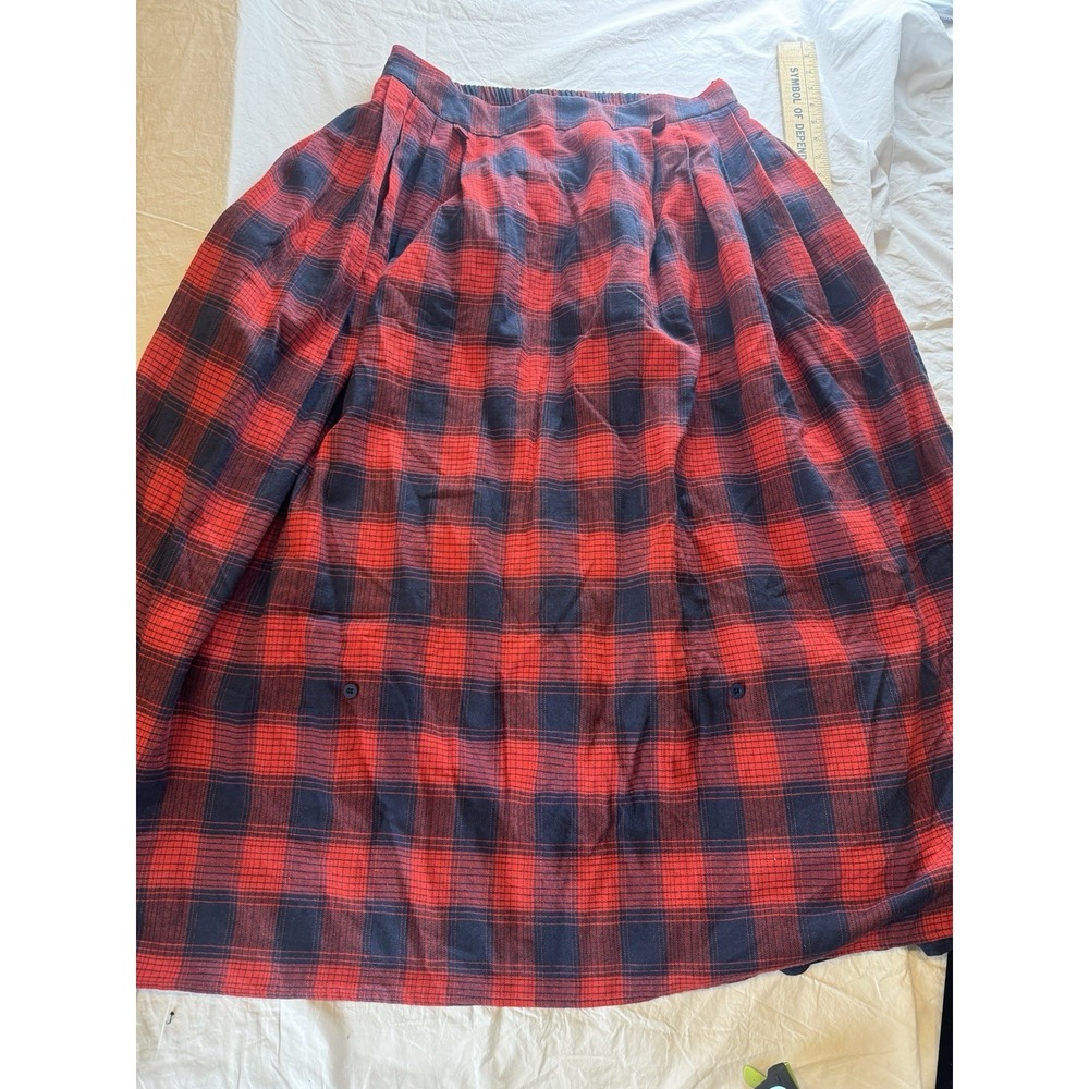 Renaissance XL Red Plaid Transformable Maxi Skirt Whimsy Goth Dark Academia punk - Picture 7 of 10